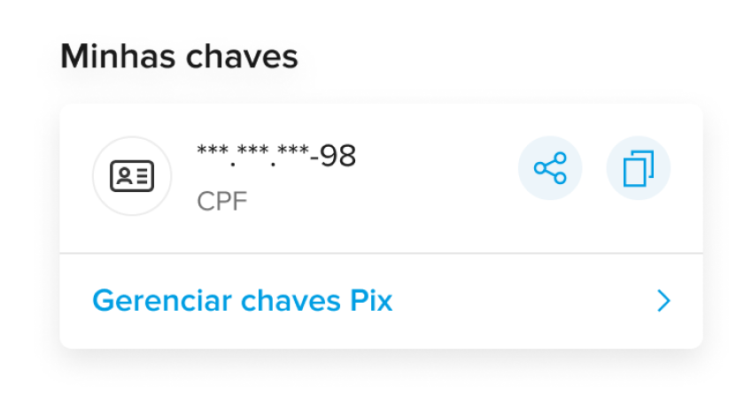 Minhas chaves na área Pix